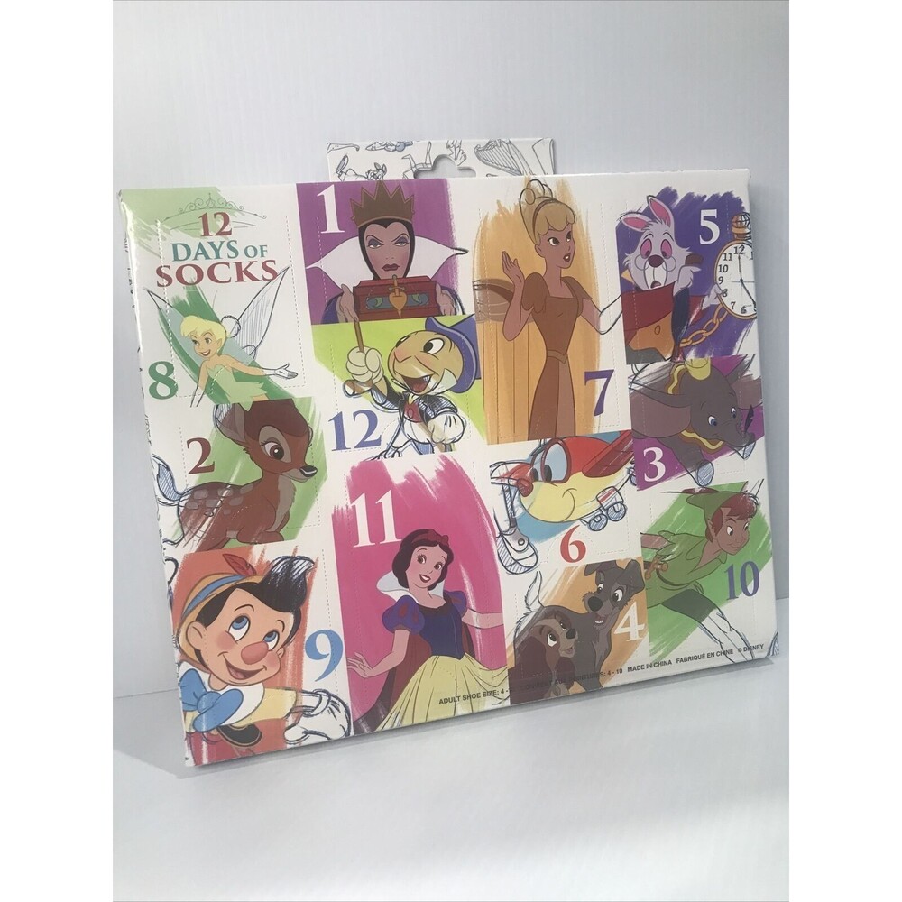 12 Days of Socks Disney Classics Character Advent Calendar Sock Gift Set 4-10
